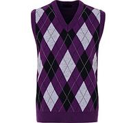 Men's Knitted Sleeveless Tank Top V Neck Knitted Slipover Vest with Classic Diamond Pattern Casual Lightweight Sweater Vest for Layering, XX-Large, Blackburry