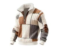 Men's Knitted Sweater Turtleneck Long Sleeve Shirt Leisure Sweater Fleece Button Down Workwear Sweatshirt Casual Braids Pattern, A - Multicoloured, M