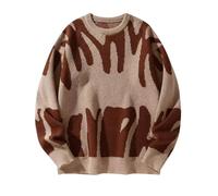 Men's Knitted Sweater Uk Graphic Casual Y2k Crewneck Sweaters Loose Knit Jumper Knit Cute Sweaters Casual Streetwears Men Vintage Sweaters Goth Y2k Outfits Print Jumpers Sale Khaki