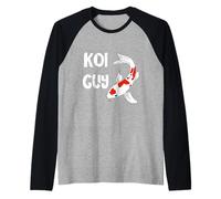 Mens Koi Guy Nishikigoi Carp Fish Kohaku Sanke Raglan Baseball Tee