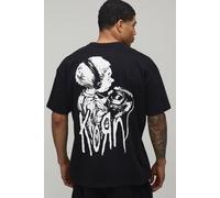 Men's Korn Stereo Oversized License Print T-Shirt | Black | Size 2X-Large | BOOHOOMAN