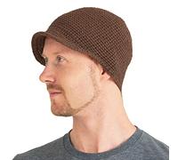 Mens Kufi Beanie Hat - Billed Skull Cap 100% Cotton Crochet Chemo Hat Womens Sensitive Skin Casualbox Brown