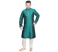 Men's Kurta Pyjama Shalwar Kameez Festive Sherwani NAA 1914 (UK, Numeric, 38, Regular, Regular, Teal)
