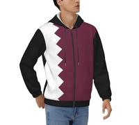 Mens Kuwait National Flag Print Jacket Cardigan Full Zip Hooded Sports Sweatshirt Coat Windproof Warm Casual Winter Thermal Stretch Cuffs Practical Pocket Cold Weather Essential