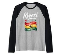 Mens Kwesi Ghana Flag Ghanaian Name Birthday Gift Raglan Baseball Tee