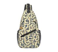 Men's Labyrinth Treasure Map Print Crossbody Sling Bag - Casual Shoulder Backpack with Adjustable Strap for Running, Hiking & Daily Commutes