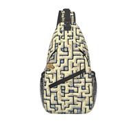 Men's Labyrinth Treasure Map Printed Sling Bag - Minimalist Crossbody Shoulder Pack, Lightweight & Breathable for Daily Outings