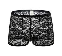 MEN'S LACE BOXER BRIEFS, LOW-RISE TRANSPARENT BREATHABLE MESH UNDERWEAR, SEXY STRETCH LACE BOXER SHORTS, LIGHTWEIGHT ELASTIC SEE-THROUGH UNDERWEAR FOR MEN, COMFORTABLE AND STYLISH DESIGN