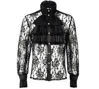 Men's Lace Floral Medieval Shirt Sale Clearance, Ruffled Tops Gothic Steampunk Pullover Long Sleeve Jabot Collar Pirate Shirt Vintage Mesh Sweatshirt Victorian Goth Shirts Renaissance Costume