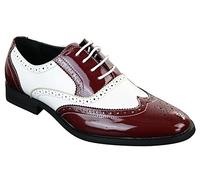 Mens Lace Patent Brogues Shoes Gatsby Classic 1920's Shiny White Black Red