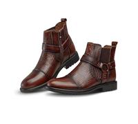 Men's Lace-up Boot with Side Zip Desert Chukka Leather Boots Mode Ankle Boots Casual Chelsea Boots,A Brown,10 UK