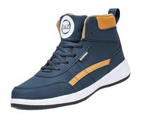 Mens Lace up Boots Orthopedic Sneakers High Top Slip on Shoes Wide Fit Flat Platform Leather Trainers Men Casual Outdoor Sports Boot Lightweight Large Size Hiking Shoes (Blue, 9)
