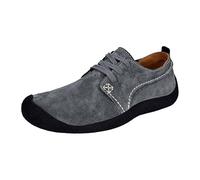Men's Lace up Casual Shoes Wide Fit, Lightweight Suede Walking Trainers for Men, Non Slip Comfortable Outdoor Oxford Sneakers, Rubber Toe Cap, Soft Lining, Cushioned Anti-Fatigue Sole Dark Gray