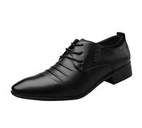 Mens Lace Up Dress Shoes, Formal Wedding Shoe Pointed Toe Business Shoes Low Sole Suit Shoe Trendy and Versatile Causal Loafers for Driving and Walking in Business, Party and Wedding Black