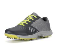 Men's Lace-Up Golf Shoes, Outdoor Walking Footwears Comfortable Lightweight Golfing Fitness Sneakers for Course with Spikes,Gray Green,10.5 UK