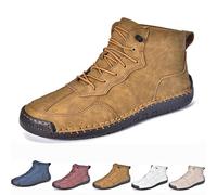 Men's Lace Up Italian Handmade Chukka Boots Men's Leather Handmade High Top Ankle Boots Non-Slip Waterproof Hiking Shoes (Brown,45 EU)