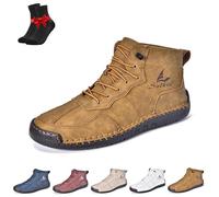 Men's Lace Up Italian Handmade Chukka Boots, Sawbehind Mens Boots, Lightweight Waterproof Boots(Brown,4.5 UK)