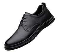 Men's Lace-Up Oxford Shoes Spanish Leather Plain Toe Slip-Resistant Business Party Dress Shoes(Negro,5 UK)