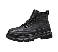 Mens Lace up Trainers High Top Orthopaedic Leather Boots Wide Fit Thick Sole Waterproof Sneakers Men Large Size Walking Shoes Outdoor Hiking Footwear Slip on Golf Boot (Black, 6.5)