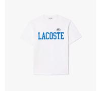 Men's Lacoste Contrast Badge Cotton T-Shirt in White