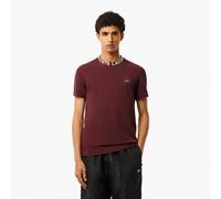 Men's Lacoste Lightweight Piqué Jacquard Neck T-Shirt in Red