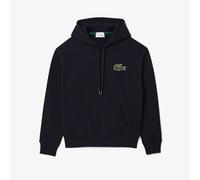Men's Lacoste Loose Fit Fleece Hoodie in Black