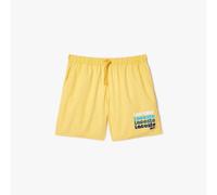 Men's Lacoste Mid Length Washed Effect Swim Trunks in Yellow