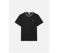 Men's Lacoste Regular Fit Ribbed Collar Cotton T-Shirt Black - Size: 36