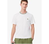 Men's Lacoste Regular Fit Ribbed Collar Cotton T-Shirt - White - Size: 46