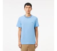 Men's Lacoste Stretch Piqué Stripe Collar T-Shirt in Blue