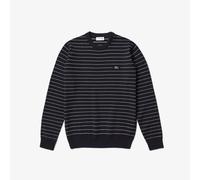 Men's Lacoste Striped Textured Cotton Sweatshirt in Blue