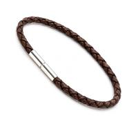 Mens / Ladies Braided Leather Bracelet with Sterling Silver Twist Clasp - Genuine 3mm Braided Leather Cord - Unisex Bracelet - Choice of 8 Colours & 4 Sizes (Antique Dark Brown, S - 7.5"/19cm)