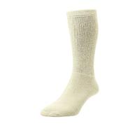 Mens Ladies HJ Hall Cotton DIABETIC Smooth Easy Fit Cushion Sock 4-7 Cream