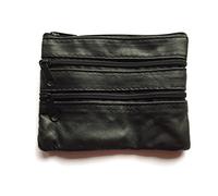 Mens Ladies Soft Black Leather Coin Pouch Purse Wallet Zipper Purse RM01