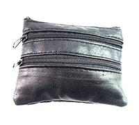 MENS LADIES SOFT BLACK LEATHER COIN POUCH PURSE WALLET ZIPPER PURSE RM04