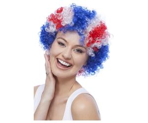 Mens Ladies Unisex Union Jack Afro Wig Fancy Dress Coronation Wig by Smiffys