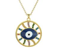 mens lady Circular Devil's Eye Pendant Necklace for Women Crystal Zircon Rainbow Choker Simple Birthday Jewelry fashion