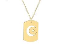 mens lady Islamic Muslim Pendant Necklace Crescent Moon And Star Outline Celestial Symbols Night Tag Colier fashion