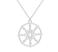 mens lady Stainless Steel Dharmachakra Charm Pendant Dharma Wheel Buddhism Necklace Dharma Yoga Chain Christmas Day Gift fashion