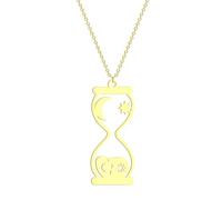 mens lady Stainless Steel Hollow Out Hourglass Charm Crescent Moon And Stars Charm Pendant Necklace fashion
