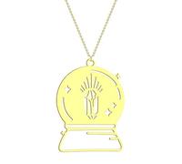 mens lady Stainless Steel Magic Ball Charm Magic Sphere Witch Ball Hollow Out Crystal Charm Necklace fashion