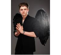 Mens Large Black Feather Gothic Fancy Dress Male Angel Wings Halloween Demon