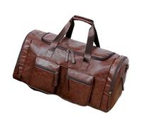 Men's Large Durable PU Leather Travel Bag, marrón, See description