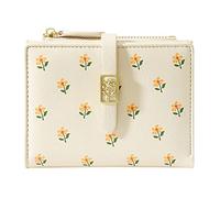 Men's Large Passport Women's PU Two Folded Flower Bag with Card Holder Slim Short Wallet Men with Picture, White, standard size