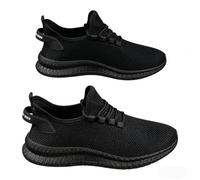 Men's Large Size Casual Mesh Ultra Light Sports Trend Running Shoes, Black, 9.5-11.5