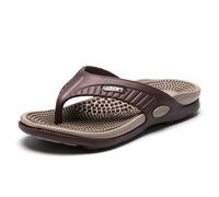 Men's Large Size Lightweight Summer Slip On Sandals Comfortable Slip On Slides Slides Slip On Sandals Summer Open Toe Slippers Textured Massage Sole - Beach, Outdoor, Pool, Leisure, 01 Brown, 11.5 UK