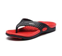 Men's Large Size Lightweight Summer Slip On Sandals Comfortable Slip On Slides Slides Slip On Sandals Summer Open Toe Slippers Textured Massage Sole - Beach, Outdoor, Pool, Leisure, 01 Red, 11 UK