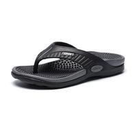 Men's Large Size Lightweight Summer Slip On Sandals Comfortable Slip On Slides Slides Slip On Sandals Summer Open Toe Slippers Textured Massage Sole - Beach, Outdoor, Pool, Leisure, 01 Black, 6 UK