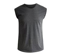 Men's Large Size Round Neck T-Shirt Sports Sleeveless Solid Colour Comfortable Casual Summer Loose Simple Classic Soft Everyday Goblet Top New