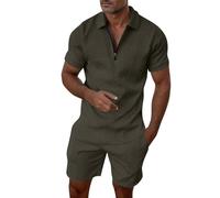 Men's Large Size Summer Short Sleeve Striped Printed Shirt with Buttons Baggy Shorts Elasticated Waist with Drawstring Casual Lightweight Breathable Beach Holiday Outfits